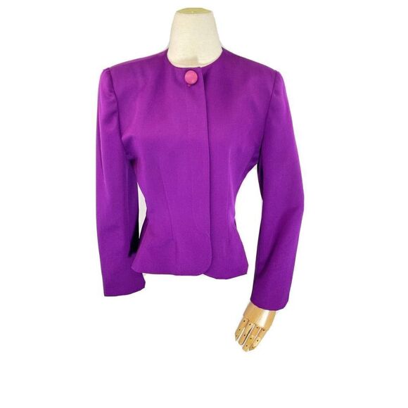 Vintage Christian Dior The Suit Womens Blazer Jacket Purple Size 8 Pure Wool USA - Picture 1 of 15